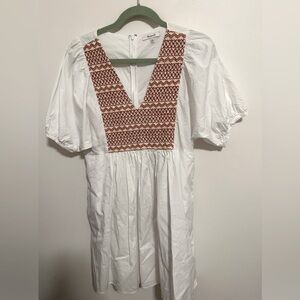 Madewell Mini White V Neck Smocked Dress